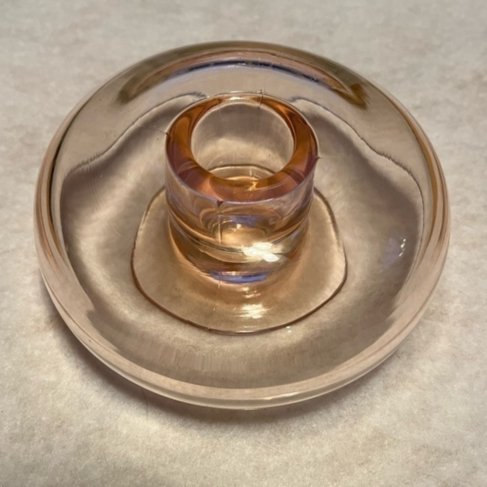 Vintage Pink Depression Glass Rolled Edge Candle Holder